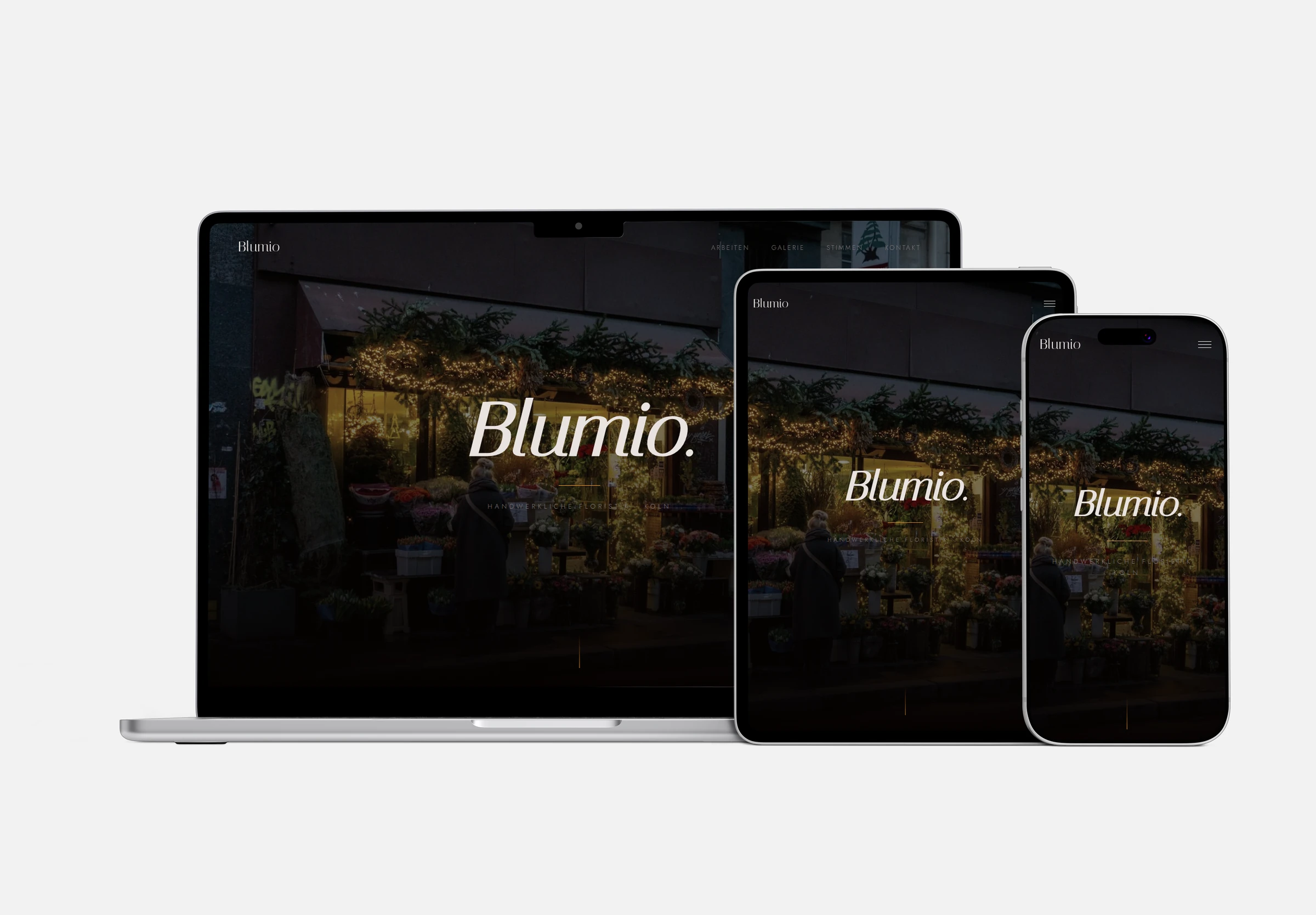 Blumio Website auf Laptop, Tablet und Smartphone