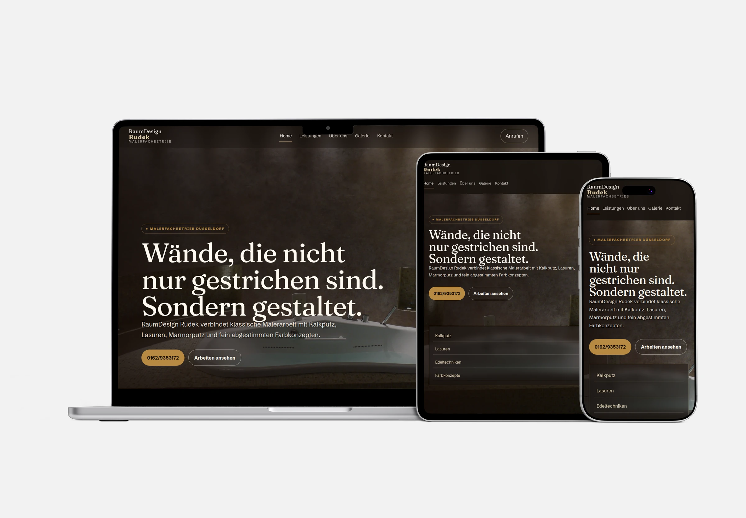 RaumDesign Rudek Website auf Laptop, Tablet und Smartphone