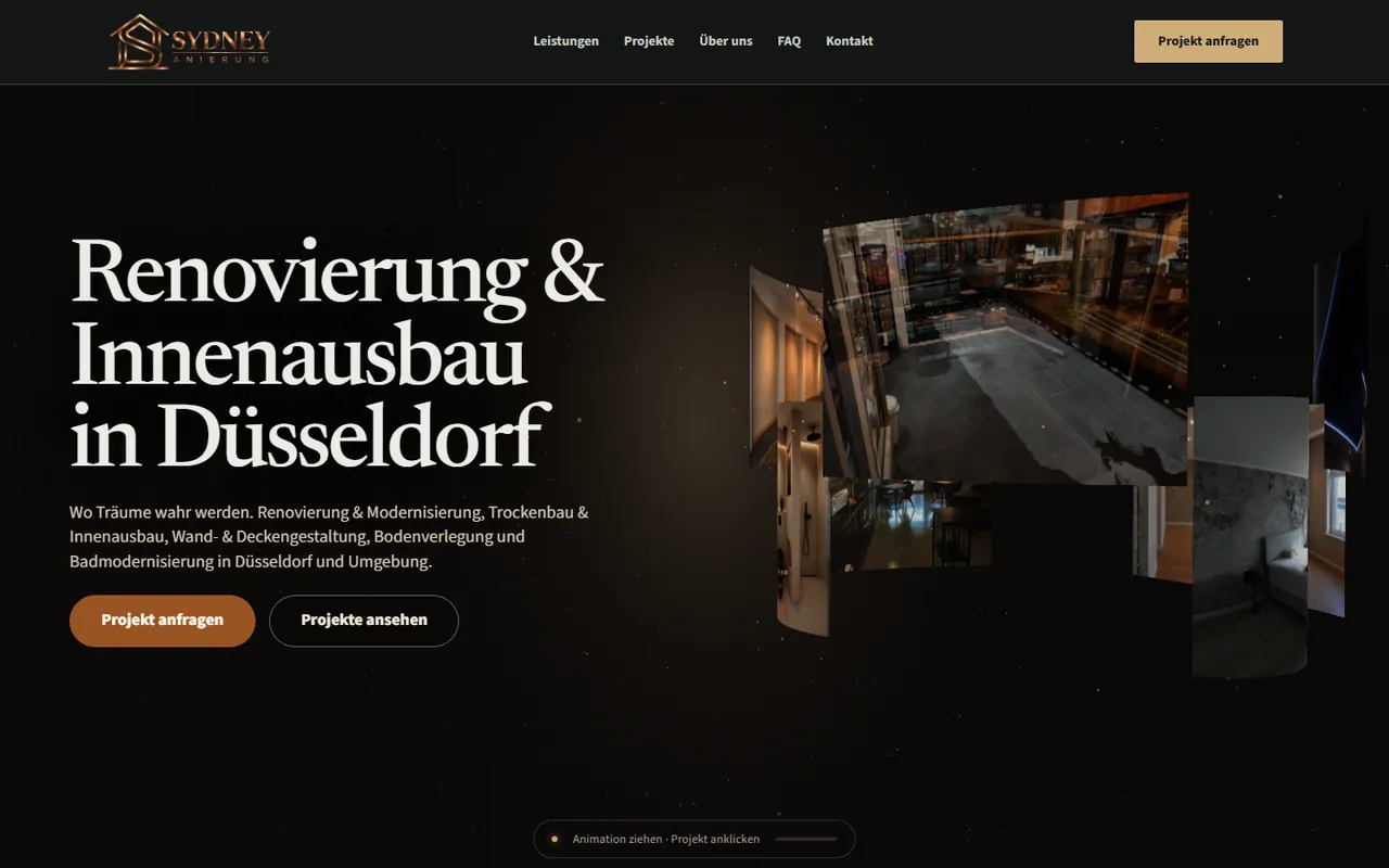 Startseite der Website von Sydney Sanierung: Renovierung und Innenausbau in Düsseldorf